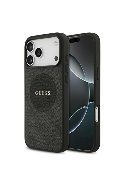 Guess Husă pentru iPhone 17 Pro Max, 4G Circle Classic Logo MagSafe, Neagră