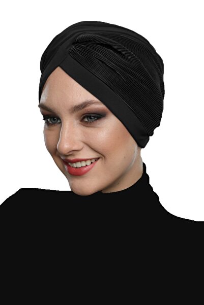 elysianfidan Μαύρο έτοιμο τουρμπάνι με επένδυση χιαστί πιέτες, κατάλληλο για ...