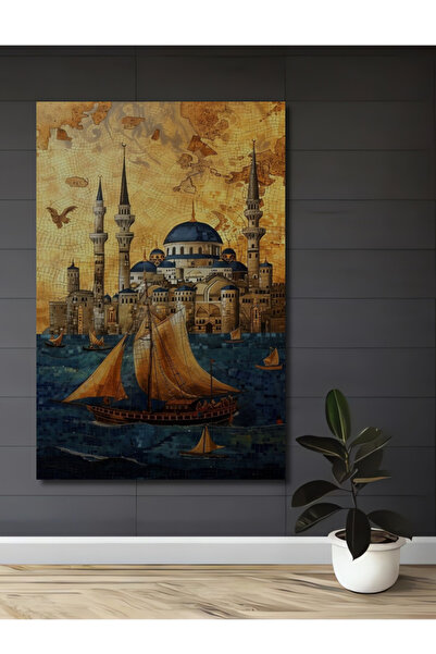 Teona Ahşap Altın Mozaik Sanatlı İstanbul Tarihi Yarımada Ahşap Dekoratif Tab...