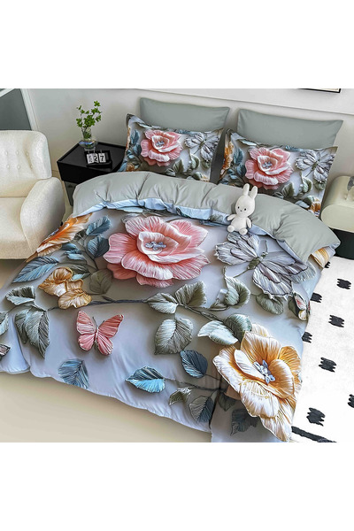 OEM Double Bed Linen, Digital 5D, 3D Flowers & Butterflies, 6 Pieces, Finet, ...