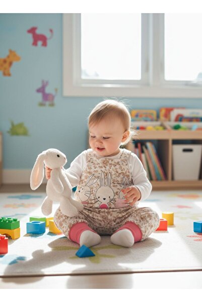 Babyhola Baby Girl Rabbit Holiday Salopet Badi Set 23389