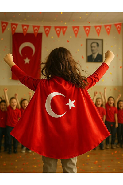 redbuttonkidsstore 23 Nisan / 29 Ekim Ay yıldızlı Pelerin Kırmızı