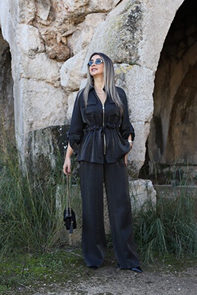 bytugcekaya Siyah Üst Standart Büzgülü Ceket Pantolon Takım