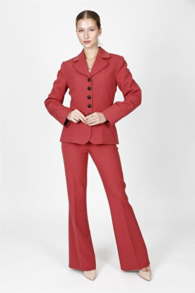 ÖNDER ÖZSOY Baby Collar Buttoned Classic Jacket & Pocketed Spanish-Cut Trouse...