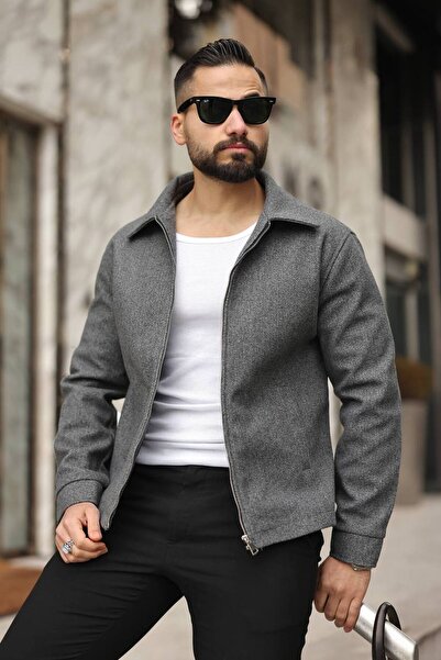 BASEL.CO Men's Polo Collar Tok Duruşlu Cashmere Jacket