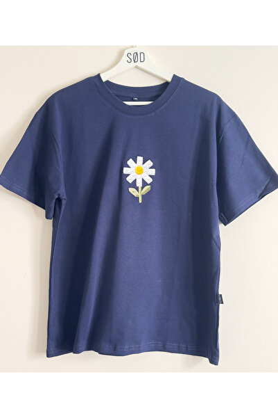 SØD WEAR Papatya Baskılı Oversize Bisiklet Yaka T-shirt