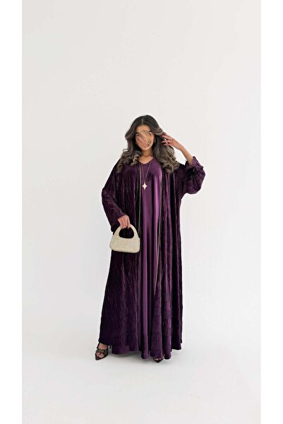 AYA MWJ016 -جلابية شامواه مكسر بقطعتين فستان داخلي وقطعة من فوق