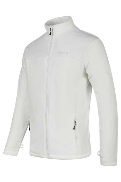 2AS Chestert Men's Full Zipper Thin Fleece Sweatshirt White