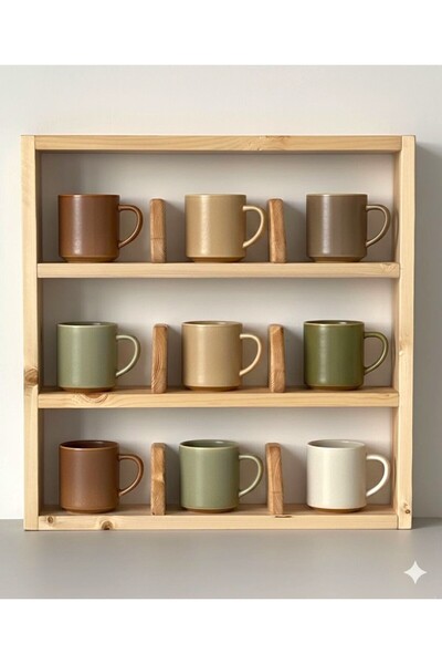 Doruk Ahşap Atölyesi MASİF AHŞAP KUPA RAFI