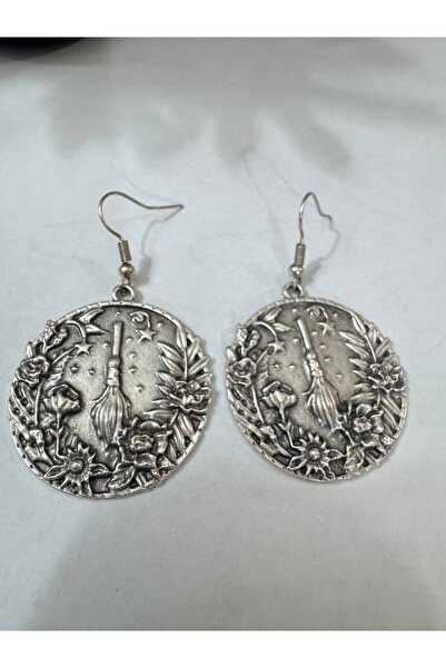 Yuchicly Metal Earrings with Round Broomstick Figure – Dangle Design Earrings