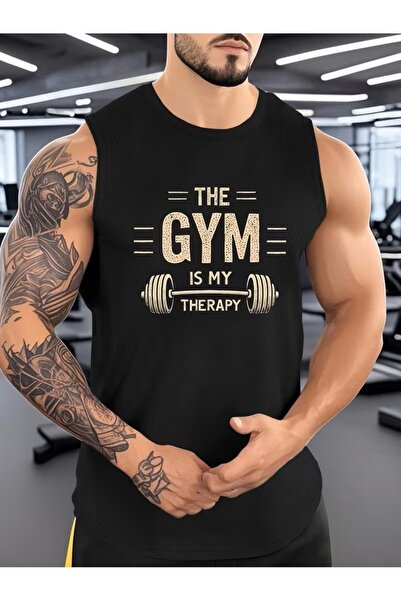 4desire.ro Men's sleeveless T-shirt IS MY THERAPY Ink, Classic Regular Fit, 1...