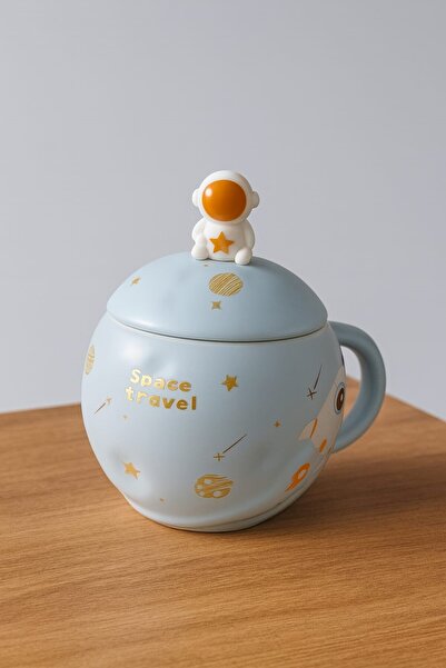 peanelife Ceramic Mug with Lid and Figure /Panda - Astronaut Option Available