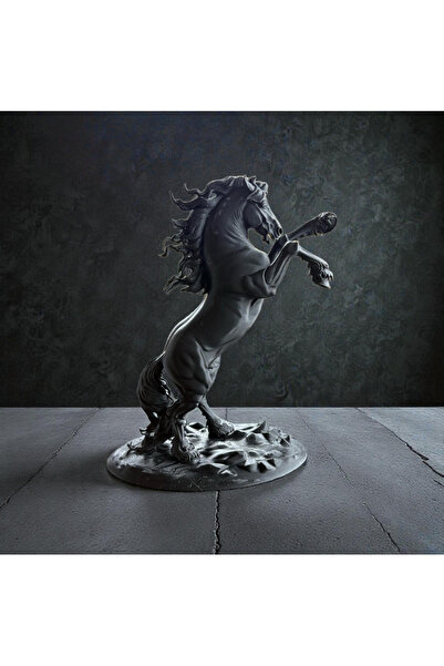 HaBu Lab Siyah Şahlanan At Heykeli | Premium Dekoratif Obje | Güç & Asalet Si...