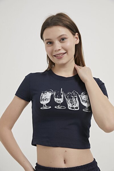 Arma Life ARMALIFE 11114 TRICOU DE DAMĂ TIP CROP CU IMPRIMEU DE STICLĂ