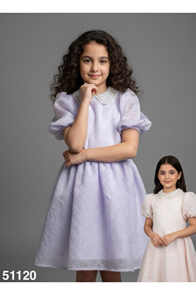 Rawai Roma Girls' occasion dress with a pearl collar and elegant tulle