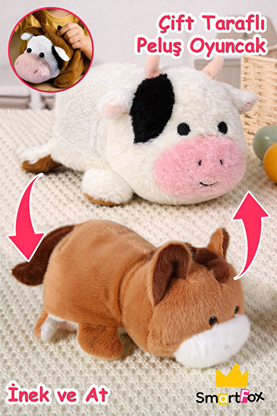 SmartFox Çift Taraflı Peluş Oyuncak Yumuşak Dokulu Çevirilebilir Sevimli Peluş