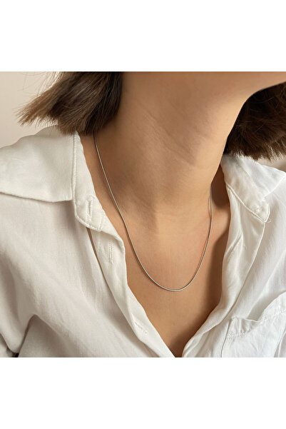 nerora Very Thin Elegant Italian Snake Steel Silver Necklace (Guaranteed Not ...