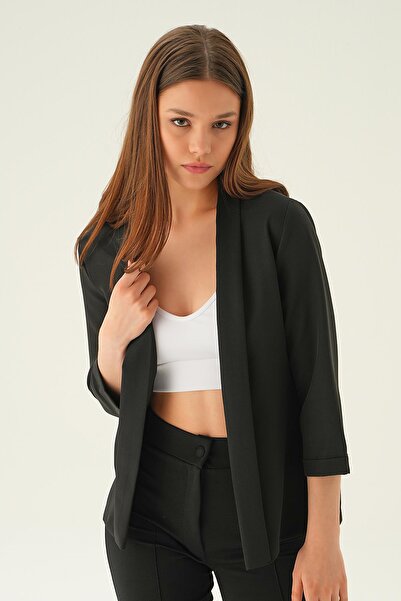 Rays Jachetă neagră cu mâneci pliate 6382-1