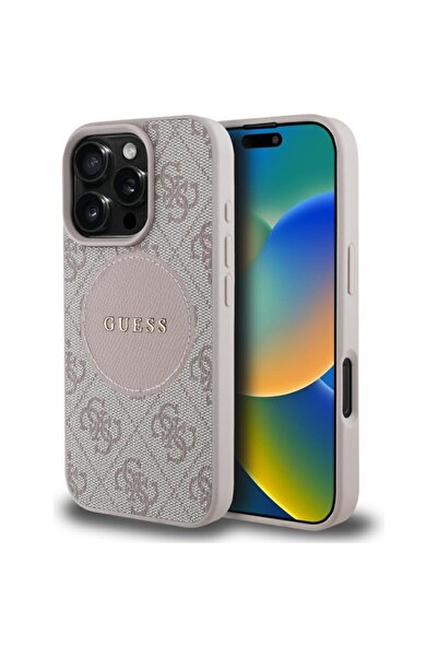 Guess Husă pentru iPhone 16 Pro, 4G Circle Classic Logo MagSafe, roz