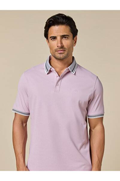 Mannerism قميص بولو وردي اللون من مزيج الليوسيل، بقصة مريحة