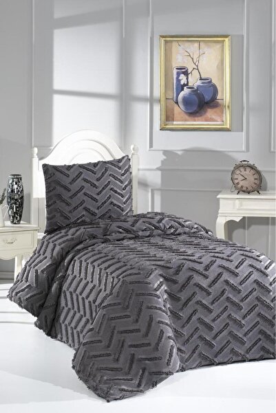 Çeyiz Diyarı Zigra 2 Piece Single Pique Set Anthracite