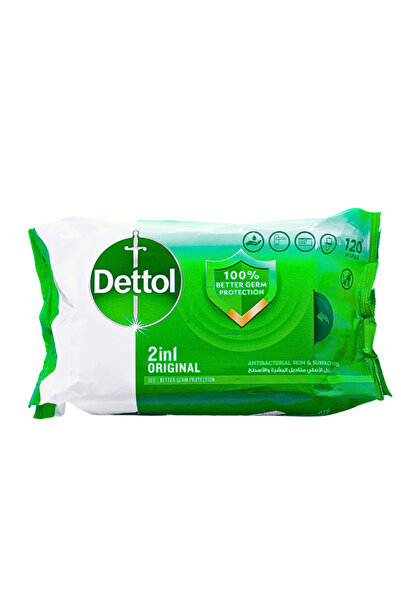 Dettol مناديل مبللة أصلية 2 في 1، 120 منديل