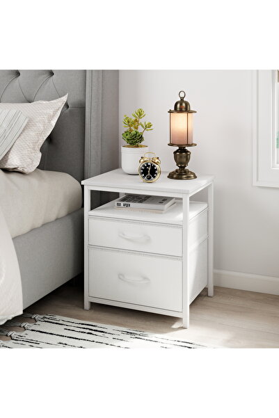 Sheinhome تحتوي الطاولة الجانبية للسرير على درجين، وتتميز بتصميم عصري وبسيط.