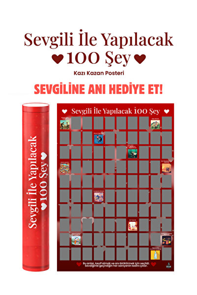 Kuzgun Games Sevgili ile Yapılacak 100 Şey, Sevgiliye Hediye, Kazınabilir Pos...