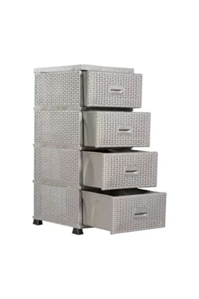 Inaplast Dulap de depozitare, Ramiz, plastic, cu 4 sertare, gri