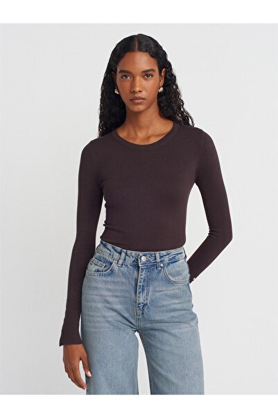 MU&ME BOUTİQUE Sweater with Crew Neck and Dropped Sleeves