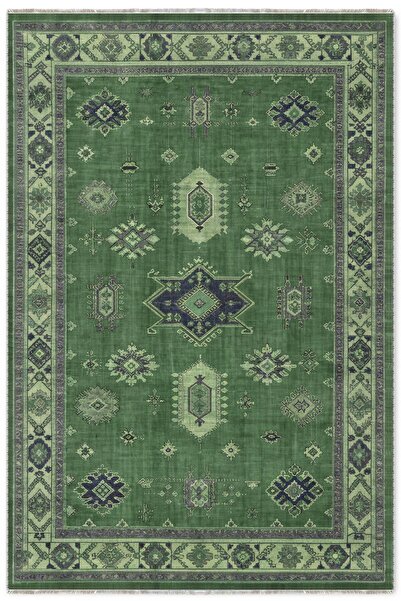 Pastel Home Vintage Yeşil Şönil Halı Kilim Yolluk Kaymaz Yıkanabilir Kendinde...