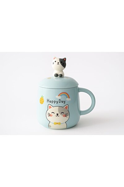 peanelife Happy Day Ceramic Mug with Cute Animal Figures
