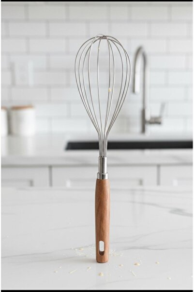 Senz Ahşap Saplı Çelik Çırpıcı - Yumurta ve Sos Çırpıcı, Mutfak Çırpıcısı, Çı...
