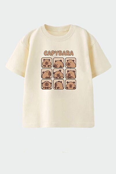 Monila Unisex Çocuk Pamuklu Bisiklet Yaka Baskılı T-Shirt