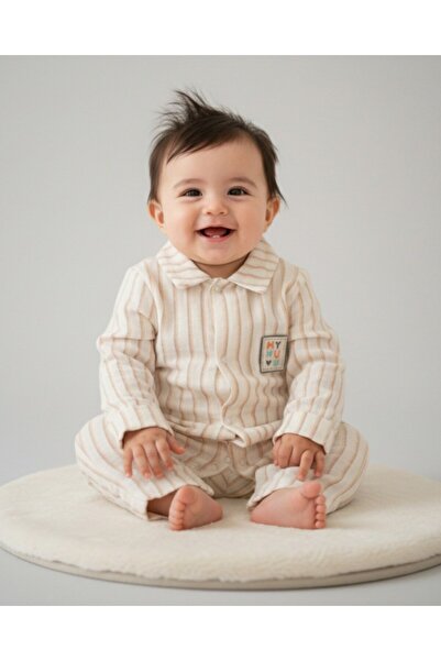 voyyo kids baby Baby Boy Striped Muslin Romper, Summer 3-6-9-12 Months Muslin...