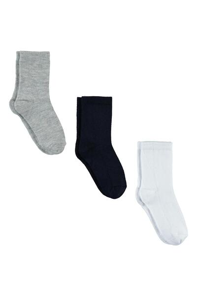 Civil Boys Düz Renkli 3 Lü Set 2-12 Yaş Soket Çorap - Standart