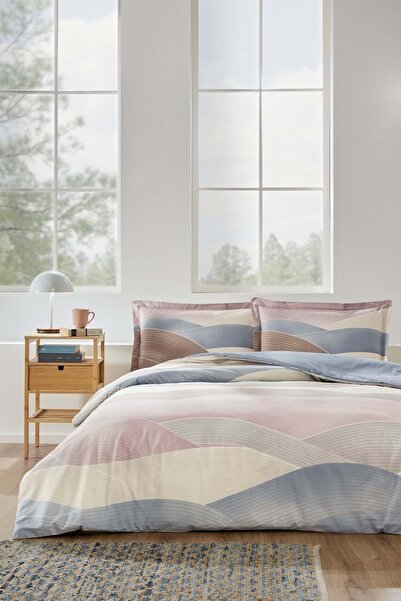 Özdilek Ranforce -Modern Wave Brown- Double Duvet Cover Set