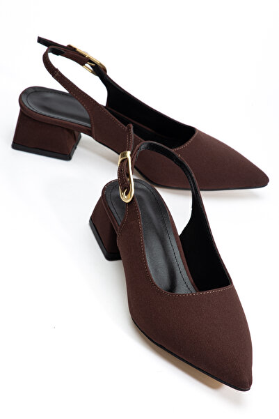 Entella Store Women's Brown Suede Buckle-Strapped New Season Short 3 cm Heele...