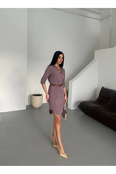 Milamia Women's Belted Long Tunic Dress