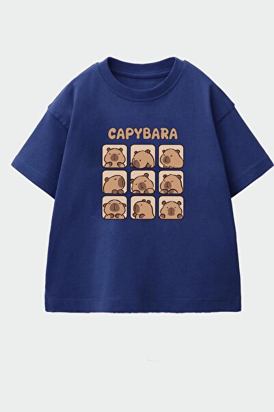 Monila Unisex Çocuk Pamuklu Bisiklet Yaka Baskılı T-Shirt