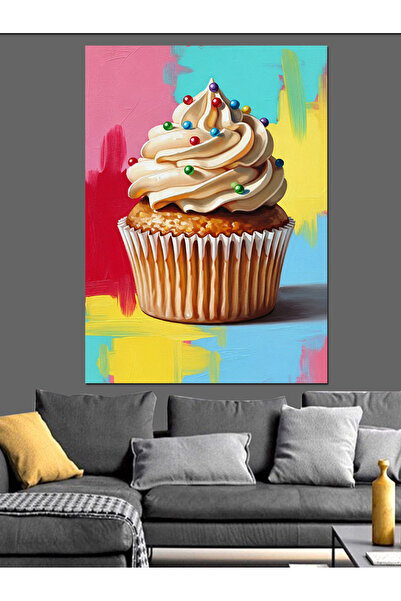 KanvasSepeti Cupcake cremos Pictură în ulei de înaltă calitate texturat Canva...