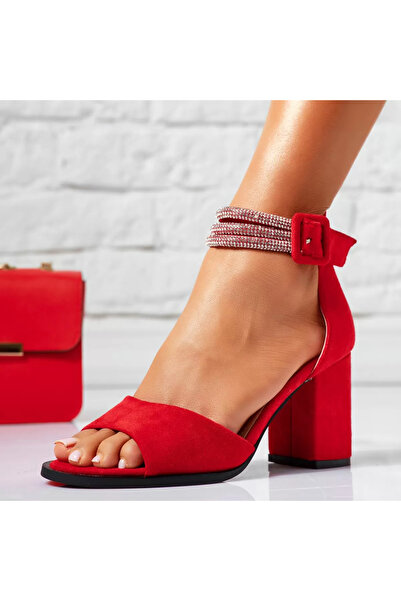 Zaira Women's Sandals with Heels Anthea Red #14526 - 38