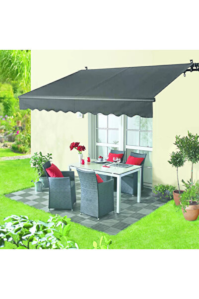 ENLIS Balkon Bahçe Tentesi 400x250 cm Antrasit Polyester Güneşlik