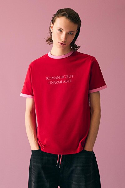 Bershka Kısa kollu kontrast baskılı tişört