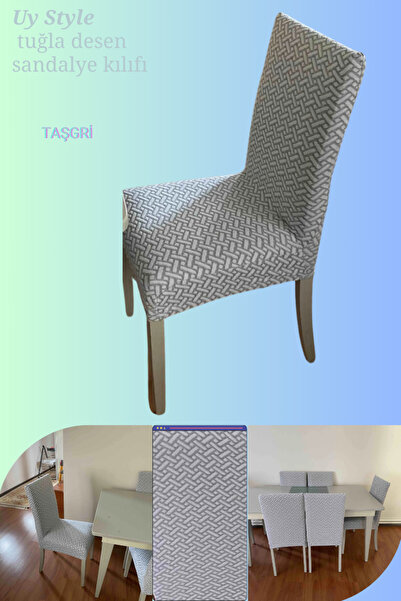 Uy Style tuğla desen sandalye örtüsü,likrali,esnekli sandalye kılıfı 1 adet