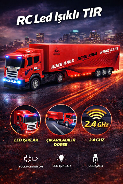 YILDIRIM OYUNCAK RC Uzaktan Kumandalı LED Işıklı Tır 50cm | 2.4 GHz Şarjlı, A...