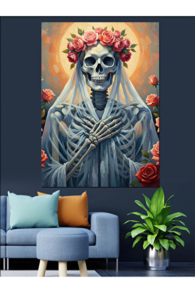 KanvasSepeti Pictură în ulei de înaltă calitate cu flori albe texturat Canvas...