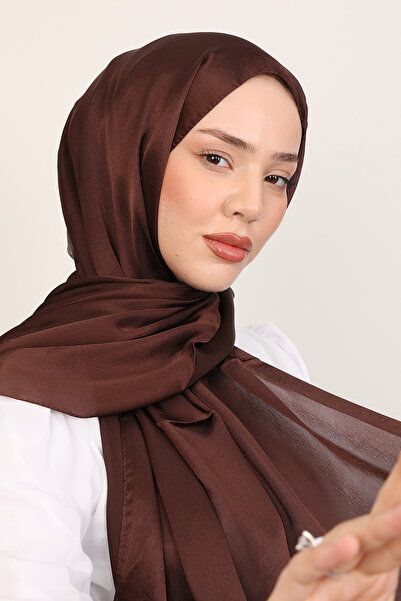 Lamia Giyim İnci Saten Şal Acı Kahve