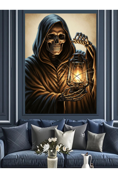 KanvasSepeti Hooded Skeleton High Quality Oil Painting D Textured Canvas Canv...