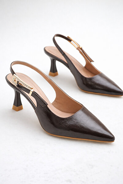 ELAIA SHOES Aris Brown Stone Buckle Detailed Pointed Toe Heeled Women's Shoes